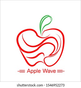 Red apple logo simple, mascot fruit for your company, abstract line apple