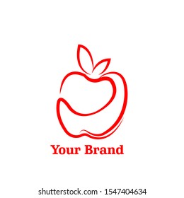 Red apple logo simple, mascot fruit for your company, fresh juice apple