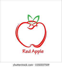 Red apple logo simple, mascot fruit for your company, fresh juice apple