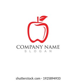 Red apple logo symbol icon, vector image.