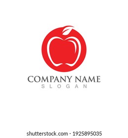 Logo de la manzana roja y imagen vectorial de símbolo.
