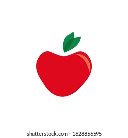 Red apple love icon, simple design, Apple clip art icon. Cartoon Clipart love fruit icon.