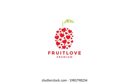 manzana roja con forma de amor puntos símbolo del logotipo icono del vector diseño gráfico