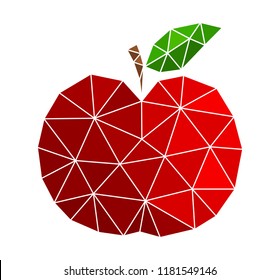 Red apple, low poly geometric shape icon. Vector illustration