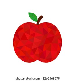 Red apple low poly icon, fruit polygon symbol isolated on white background