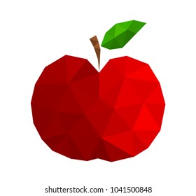 Red apple, low poly style icon. Vector illustration