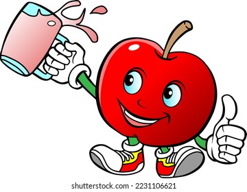 red apple mascot vector illustration isolated on white background