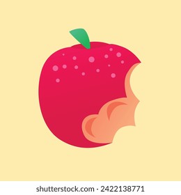 Red Apple Missing Bite vector graphic design. Red Apple Missing Bite vector illustration