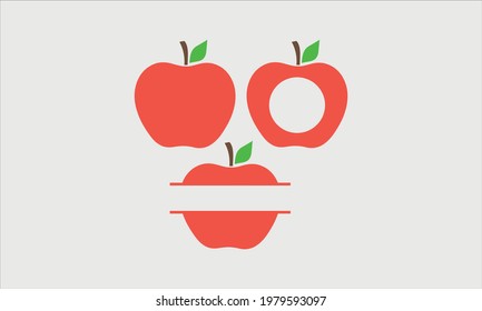 Red Apple Monogram and Name Frame Vector and Clip Art