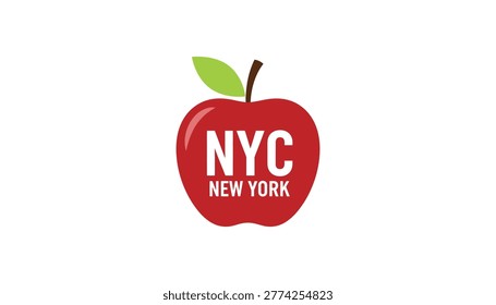 Red apple with nyc new york text fruit