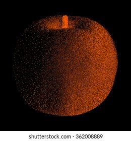 Red Apple on Black    - vector illustration 