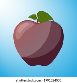 Red apple on a blue background