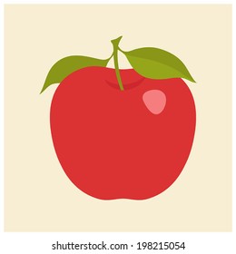 Red apple on plain color background