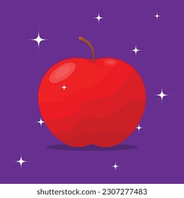 A red apple on a purple background