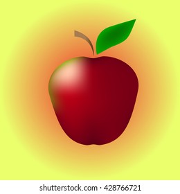 Red apple on a red-yellow background