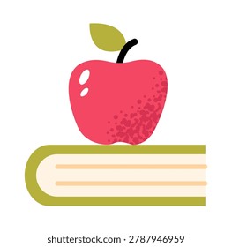 Red Apple on School Book. School learning and academic knowledge.