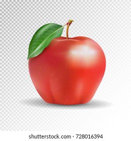 Red apple on transparent background. Vector, 3D 