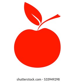 red apple, on a white