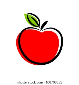 Red apple on white background