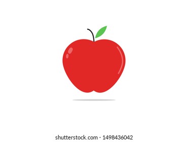 Red apple on a white background. Vector illustration.