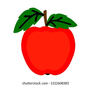 Red apple on a white background. Symbol. Vector illustration.