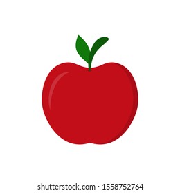 Red apple on white background. Vector illustration