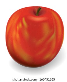 Red apple on a white background, there is a gradient mesh, EPS10 - vector graphics..
