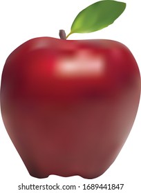 Manzana roja sobre el vector de fondo blanco