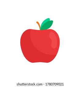 Red apple on white background. Stock Vector illustration.