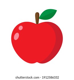 Red apple on white background isolated vector illustration. Food staple. Vegan product. Healthy lifestyle. Gardening. Farmers market.