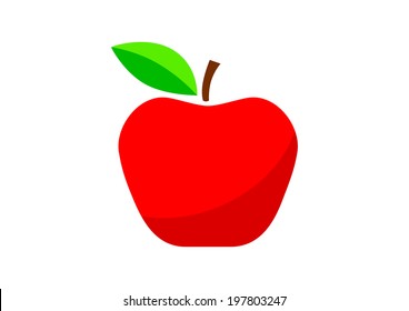 Red apple on white background