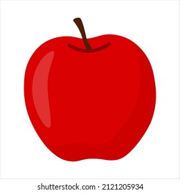 A red apple on a white background. Vector illustration