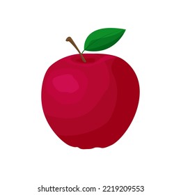 Red apple on a white background. Healthy food design. Hand draw illustration.