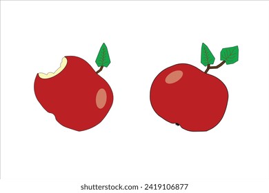 manzana roja sobre un fondo blanco. Ilustración vectorial de una manzana roja.