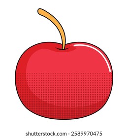 Red apple on a white background. Vector illustration in pop art style