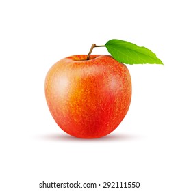 Red apple on white background, excellent vector illustration, EPS 10