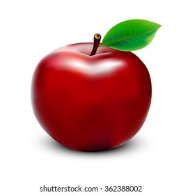 Red apple on white background.