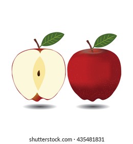 Red apple on white background