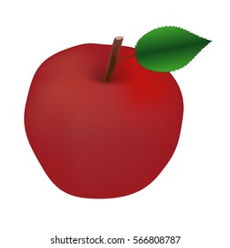 Red apple on white background.