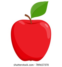 Red apple on white background. Vector illustration