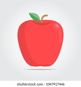 Red apple on a white space with shadows.