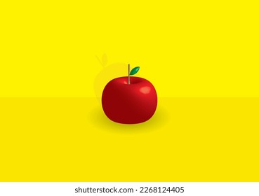 roter Apfel auf gelbem Hintergrund