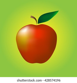 Red apple on a yellow-green background