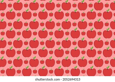 Red apple pattern, Abstract background, repeating. For paper, covers, fabrics, gift wrapping, wall art, interior decoration. Hand drawn color vector illustration, wall.
