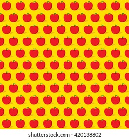 red apple pattern in yellow background design vector