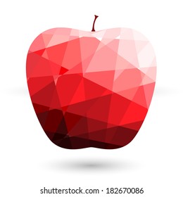 Red apple polygonal abstract on white backgrounds Vector illustration.