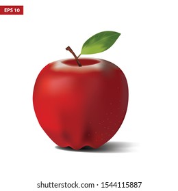 Red Apple. Realistic 3d apple. Detailed 3d Illustration Isolated On White. Design Element For Web Or Print Packaging. Vector Illustration Eps 10