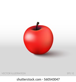 Red apple in a realistic style on a white background, isolated. Vector illustration, organic fruit, healthy veggie meals for your Projects summary.