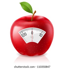 Red Apple With Scale for a Weighing Machine