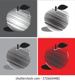 icono de garrapato de manzana roja con pincel